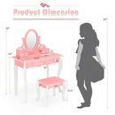 Kids Vanity Princess Makeup Dressing Table Stool Set with Mirror and Drawer by LJGDeals