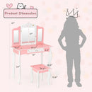 Kids Princess Vanity Table and Stool Set with Tri-folding Mirror and Drawer by LJGDeals