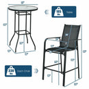 3 Pieces Outdoor Patio Bar Table Stool Set by LJGDeals