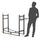 33 Inch Firewood Rack with Removable Kindling Holder Steel Fireplace Wood by DirectDeals