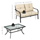 2 Pieces Patio Outdoor Cushioned Sofa Bench with Coffee Table-Beige by LJGDeals