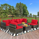 7 Pieces Patio Rattan Furniture Set Sectional Sofa Garden Cushion by LJGDeals