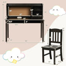 Kids Desk and Chair Set Study Writing Desk with Hutch and Bookshelves by LJGDeals