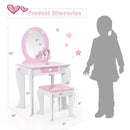 Kids Wooden Makeup Dressing Table and Chair Set with Mirror and Drawer by LJGDeals