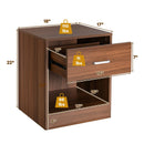 2 Pieces Nightstand with Storage Drawer and Cabinet