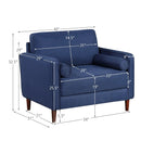 Accent Oversized Linen Club Armchair with Pillows and Rubber Wood Legs by LJGDeals