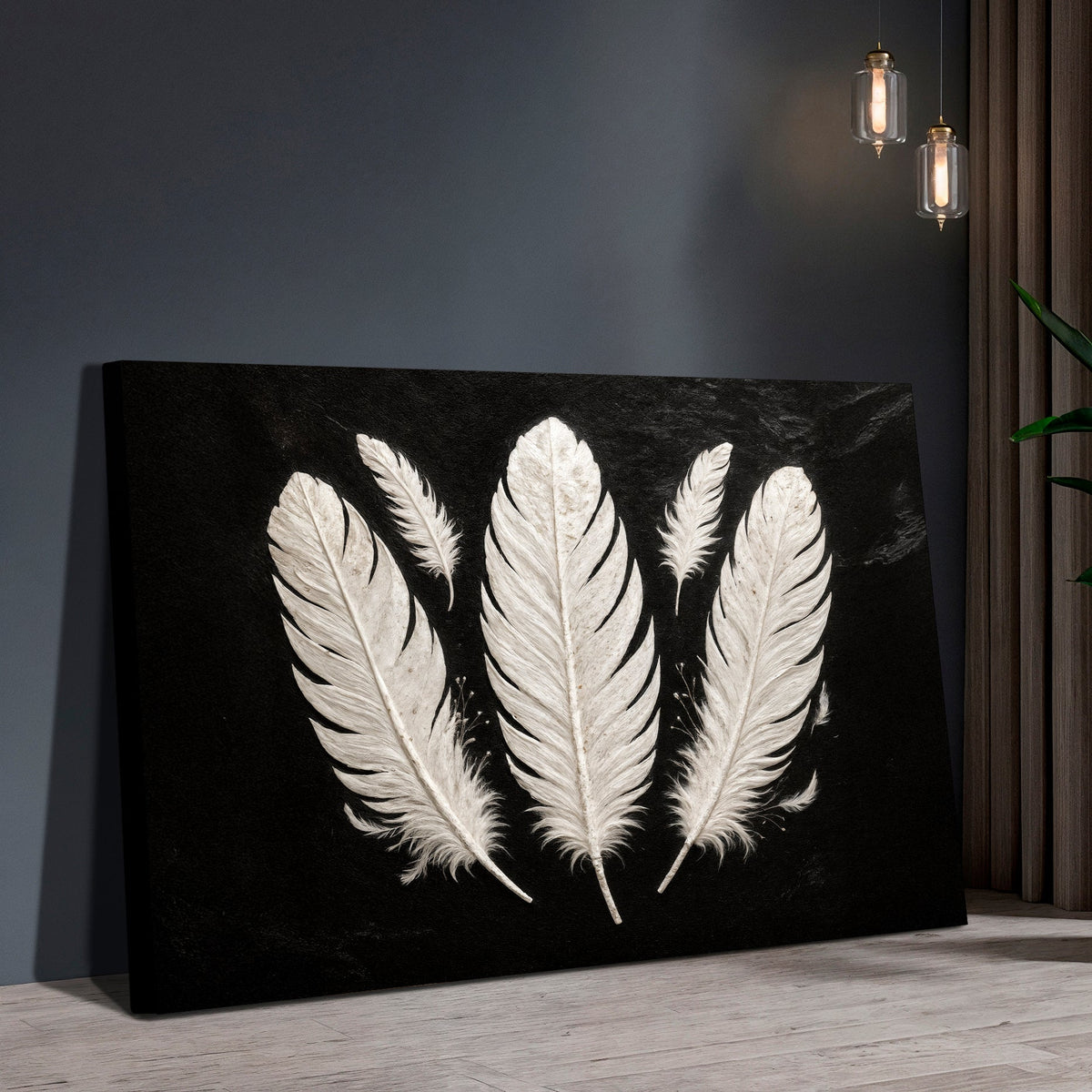 Minimalist Monochrome Feather Wall Art, photo 2 of 10