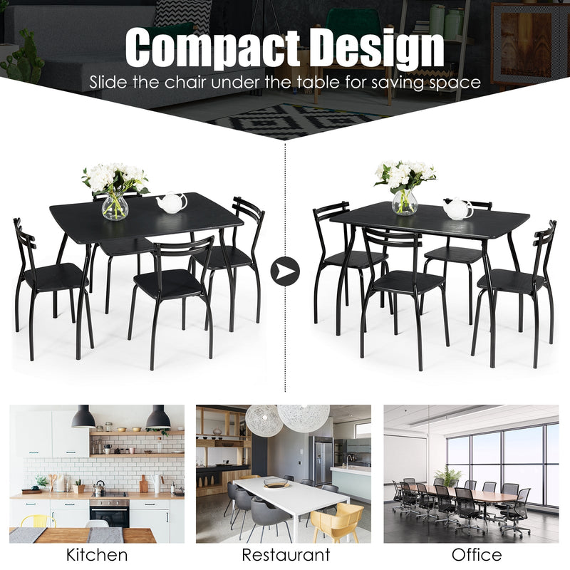 5 Pieces Dining Table Set with 4 Chairs and Backrests, photo 2 of 8
