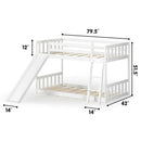 Twin over Twin Bunk Wooden Low Bed with Slide Ladder for Kids by LJGDeals