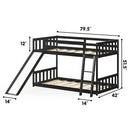 Twin over Twin Bunk Wooden Low Bed with Slide Ladder for Kids by LJGDeals