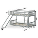 Twin over Twin Bunk Wooden Low Bed with Slide Ladder for Kids by LJGDeals
