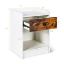 Set of 2 Nightstand with Drawer Cabinet End Side Table Raised Top by LJGDeals