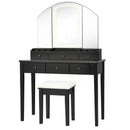 Vanity Table Stool Set with Large Tri-folding Lighted Mirror by LJGDeals