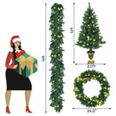 4 Pieces Christmas Decoration Set with Garland Wreath and Entrance Trees by LJGDeals