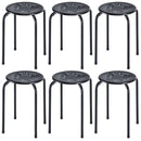6-Pack Stackable Multifunctional Daisy Design Backless Round Metal Stool Set by LJGDeals