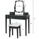 Vanity Table Set with Lighted Mirror for Bedroom and Dressing Room by LJGDeals