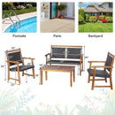 4 Pieces Outdoor Patio Rattan Furniture Sofa Set with Acacia Wood Frame by LJGDeals