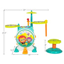 3 Pieces Electric Kids Drum Set with Microphone Stool Pedal by LJGDeals