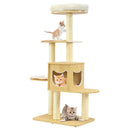 4 Levels Modern Wood Cat Tower with Washable Mats-Walnut by LJGDeals