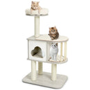 46 Inch Wooden Cat Activity Tree with Platform and Cushions by LJGDeals