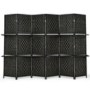 6 Panel Folding Weave Fiber Room Divider with 2 Display Shelves by LJGDeals