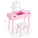 Makeup Vanity Table Set with Flip Top Mirror and 2 Drawers by LJGDeals