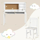 Kids Desk and Chair Set Study Writing Desk with Hutch and Bookshelves by LJGDeals