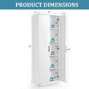 70 Inch Freestanding Storage Cabinet with 2 Doors and 5 Shelves