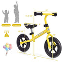 Kids No Pedal Balance Bike with Adjustable Handlebar and Seat-Yellow by LJGDeals