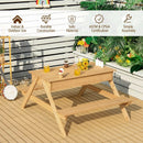3-in-1 Kids Picnic Table Wooden Outdoor Water Sand Table with Play Boxes by LJGDeals