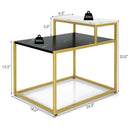 2 Tier End Side Table with Metal Frame and Storage Shelf for Living Room-White by LJGDeals