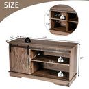 Sliding Barn Door TV Stand with Adjustable Shelf Cabinet-Dark Walnut by LJGDeals