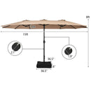 15 Feet Double-Sided Twin Patio Umbrella with Crank and Base by LJGDeals
