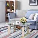 Rectangle Glass Coffee Table with Metal Legs for Living Room by LJGDeals