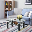 Rectangle Glass Coffee Table with Metal Legs for Living Room by DirectDeals