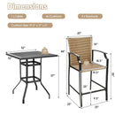 5 Pieces Outdoor Rattan Bistro Bar Stool Table Set with Cushions by LJGDeals