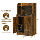 Storage Cabinet Bookcase with Doors and Display Shelf-Rustic Brown by LJGDeals