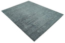Blue And charcoal Transitional Design Hand Knotted 8.8x11.6 Wool Area Rug