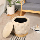 15" Tall Ottoman Velvet with Storage (Beige) by JHY DESIGN