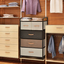 4-Tier Organizer Tower Steel Frame Wooden Top Storage with 5-Drawer Dresser-Muticolor by DirectDeals