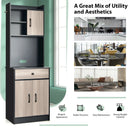 3-Door 71 Inch Kitchen Buffet Pantry Storage Cabinet with Hutch and Adjustable Shelf by LJGDeals