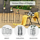 3 Pieces Metal Plant Stand Set with Crystal Floral Accents Round-Black by LJGDeals