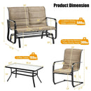 4 Pieces Outdoor Patio Furniture Set with Padded Glider Loveseat and Coffee Table-Brown by LJGDeals