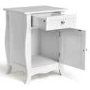 Wooden Accent End Table with Drawer Storage Cabinet Nightstand-White by LJGDeals