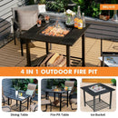 31 Inch Outdoor Fire Pit Dining Table with Cooking BBQ Grate by LJGDeals
