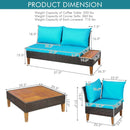 4 Pieces Patio Cushioned Rattan Furniture Set with Wooden Side Table by LJGDeals