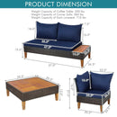 4 Pieces Patio Cushioned Rattan Furniture Set with Wooden Side Table by LJGDeals