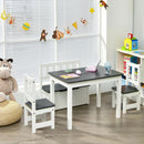 4 Pieces Kids Wooden Activity Table and Chairs Set with Storage Bench and Study Desk by LJGDeals