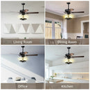 50 Inch Noiseless Ceiling Fan Light with Explosion-proof Glass Lampshades-Black by LJGDeals