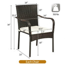 Set of 4 Patio Rattan Stackable Dining Chair with Cushioned Armrest for Garden by LJGDeals